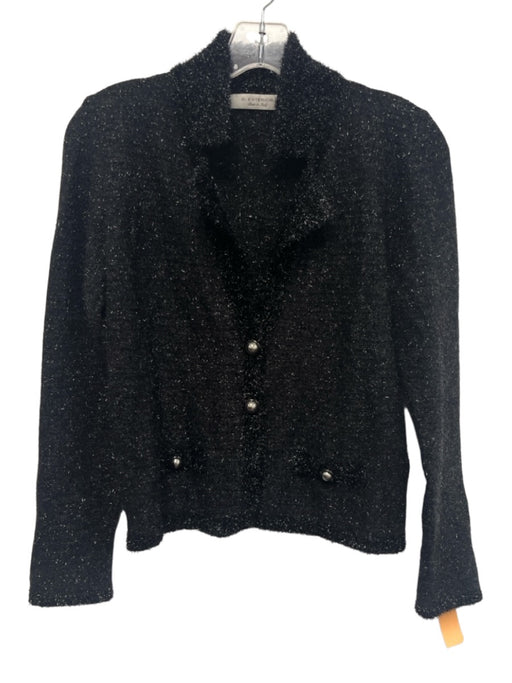 D. Exterior Size S Black Wool Blend Long Sleeve Fuzzy Cardigan Sweater Black / S