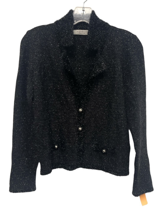 D. Exterior Size S Black Wool Blend Long Sleeve Fuzzy Cardigan Sweater Black / S