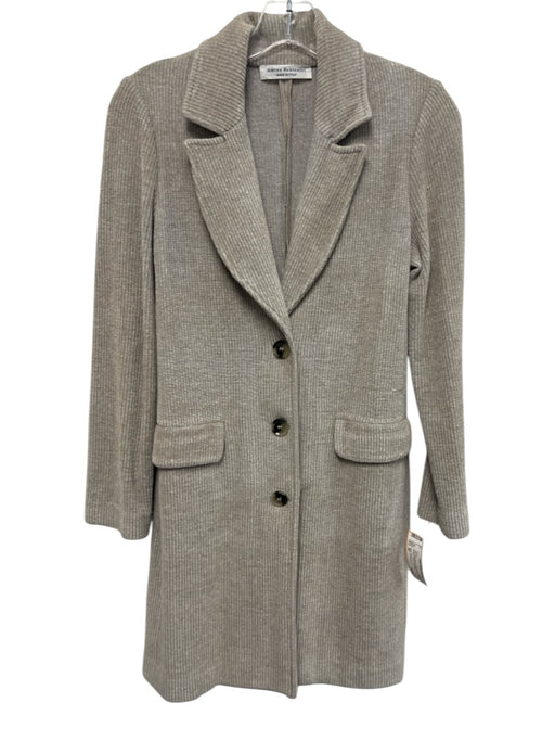 Amina Rubinacci Size 38 Gray Wool Blend Long Sleeve Ribbed 3 Buttons Jacket Gray / 38