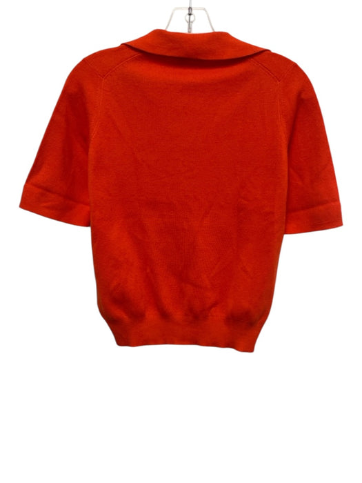 Ann Mashburn Size S Orange Cotton Blend Short Sleeve polo Collar Split neck Top Orange / S
