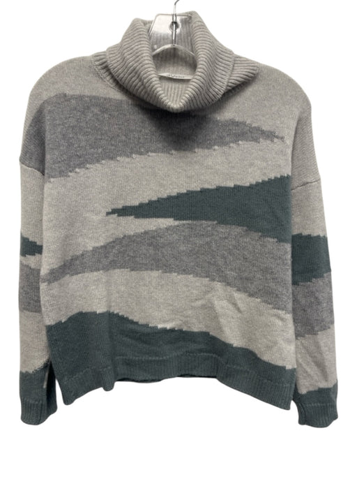 Amina Rubinacci Size 38 gray & green Cashmere Long Sleeve Turtle Neck Sweater gray & green / 38