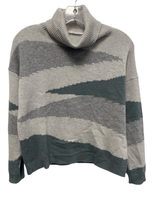 Amina Rubinacci Size 38 gray & green Cashmere Long Sleeve Turtle Neck Sweater gray & green / 38