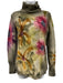 Avant Toi Size S Green & Multi Cashmere Long Sleeve Turtle Neck Floral Sweater Green & Multi / S