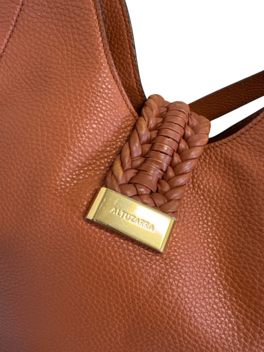 Altuzarra Brown Leather Shoulder Strap Magnetic Close Braided Strap Bag Brown / M