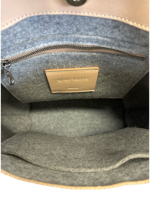 Graf Lantz Gray & Beige Wool & leather Crossbody & Hand Bag Magnetic Close Bag Gray & Beige / M/L