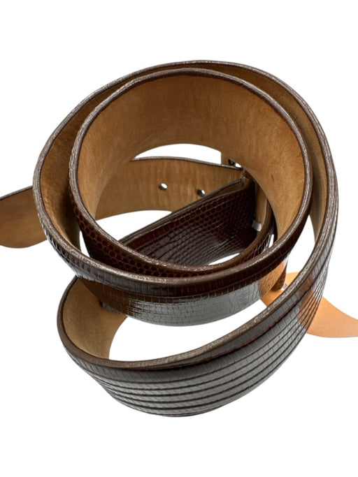 W. Kleinberg Brown Lizard Leather Square Buckle Textured Belts Brown / S
