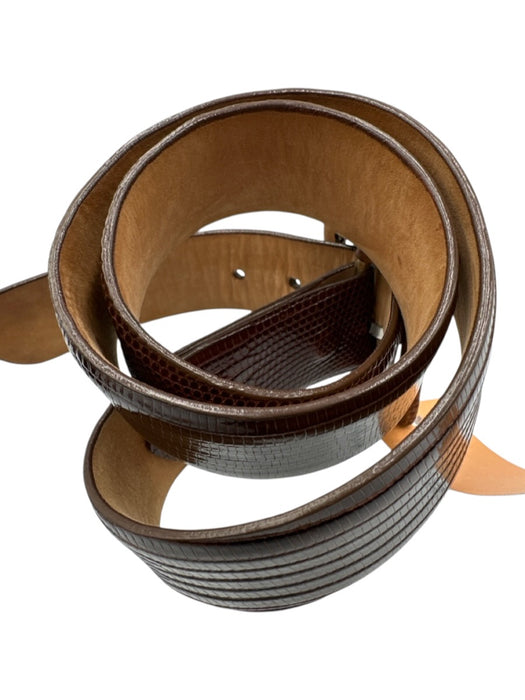 W. Kleinberg Brown Lizard Leather Square Buckle Textured Belts Brown / S