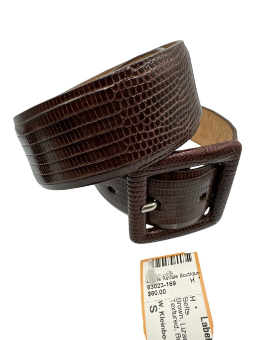 W. Kleinberg Brown Lizard Leather Square Buckle Textured Belts Brown / S