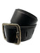 Salvatore Ferragamo Black Leather Silver Hardware Belts Black / 80 cm