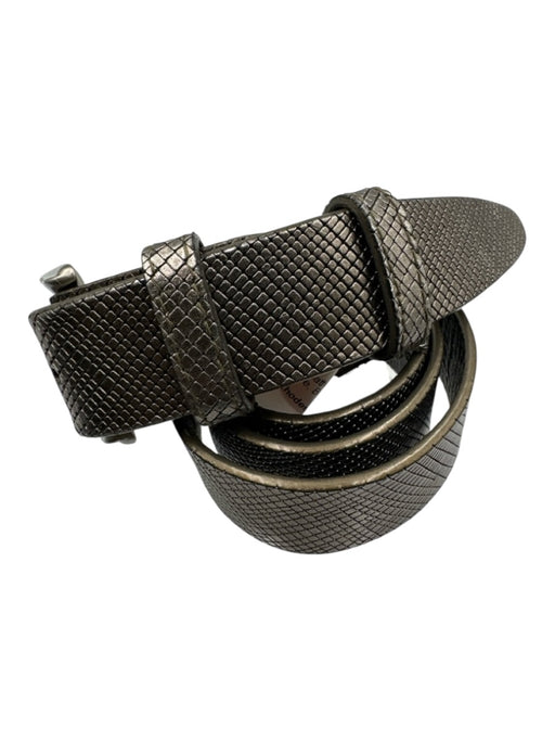 Elliot Rhodes Silver Leather Snake Embossed Silver Hardware Belts Silver