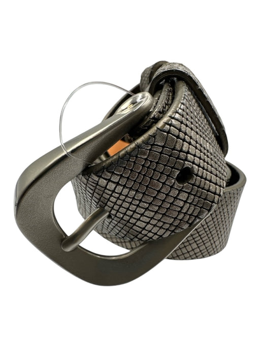 Elliot Rhodes Silver Leather Snake Embossed Silver Hardware Belts Silver