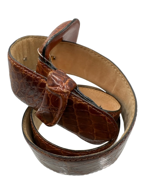 encueros Brown Leather Croc Embossed Belts Brown / M