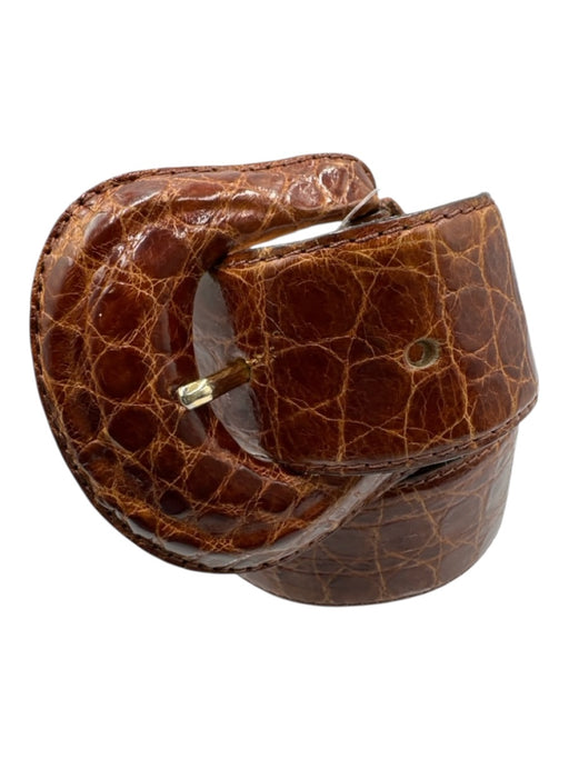 encueros Brown Leather Croc Embossed Belts Brown / M