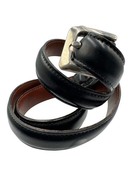 Coach Black Leather Skinny Silver Hardware Belts Black / S