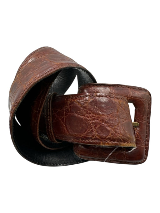 Kleinberg Sherrill Brown Leather Croc Embossed Belts Brown / Est S