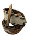 MS Brown & White Leather & Pony Hair Braided Detail Belts Brown & White / Est S