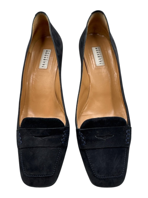 Fratelli Rossetti Shoe Size 37 Black Leather Suede Square Toe Stacked Heel Pumps Black / 37