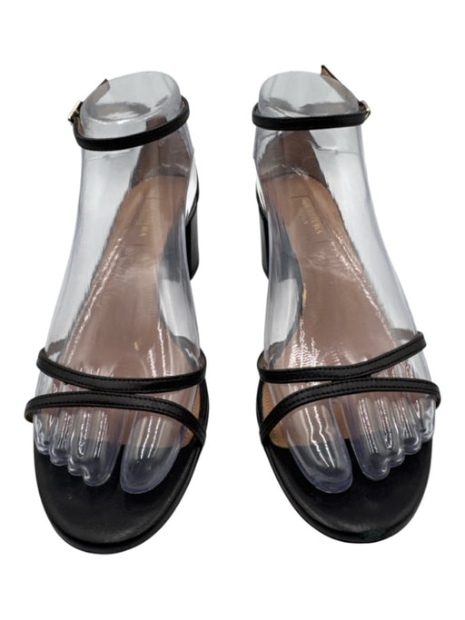 Aquazzura Shoe Size 37 Black & Beige Leather Block Heel Tie Ankle Sandals Black & Beige / 37