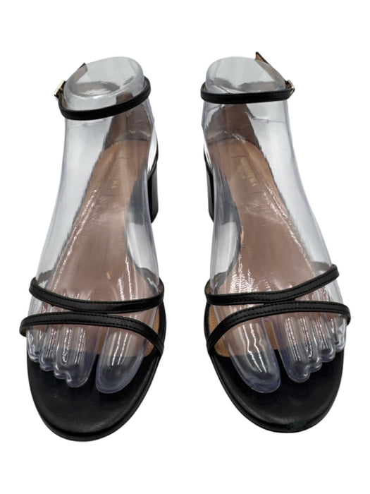 Aquazzura Shoe Size 37 Black & Beige Leather Block Heel Tie Ankle Sandals Black & Beige / 37