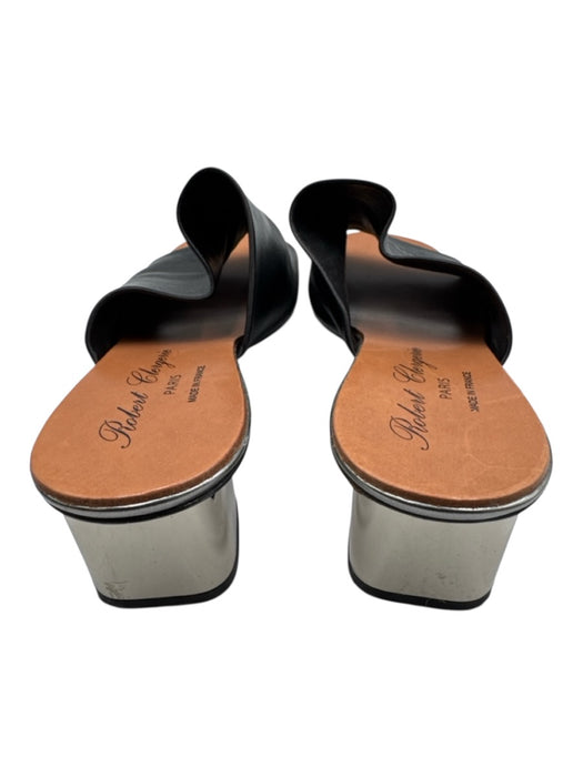 Robert Clergerie Shoe Size 37 Black & Beige Leather Reflective Detail Sandals Black & Beige / 37