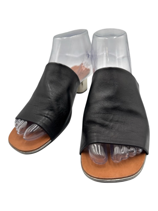 Robert Clergerie Shoe Size 37 Black & Beige Leather Reflective Detail Sandals Black & Beige / 37