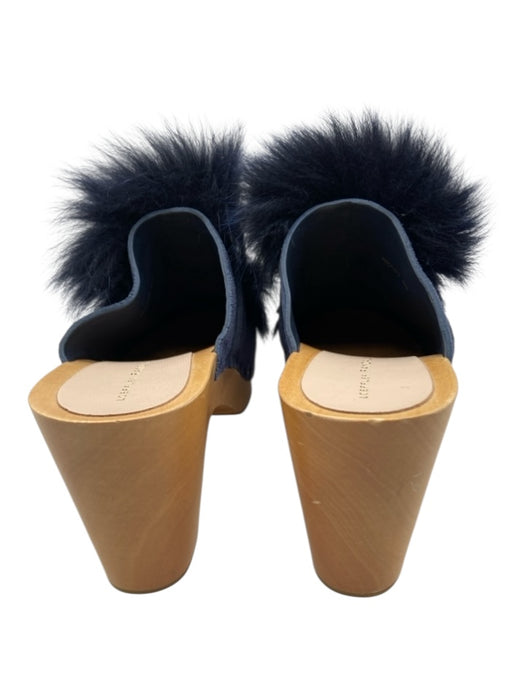Loeffler Randall Shoe Size 8 Blue Suede Fur Detail Knot Front silver studs Clogs Blue / 8