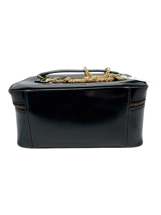 Gucci Black Leather Rectangle Top Handle Bamboo Detail Vanity Bag Black / Small