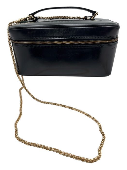 Gucci Black Leather Rectangle Top Handle Bamboo Detail Vanity Bag Black / Small
