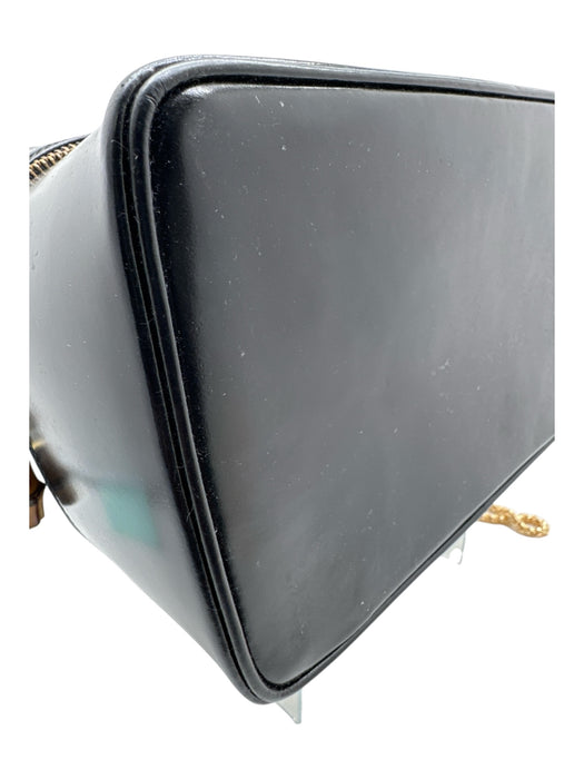 Gucci Black Leather Rectangle Top Handle Bamboo Detail Vanity Bag Black / Small