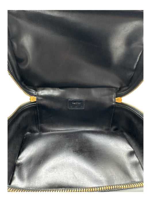 Gucci Black Leather Rectangle Top Handle Bamboo Detail Vanity Bag Black / Small