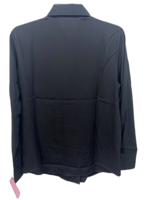 MNG Size 4 Black Polyester Long Sleeve Button Up & Collar Semi Sheer Blouse Top Black / 4