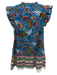 Printfresh Size XS Blue & Multi Cotton Floral Tiger Ruffle Cap Sleeve Dress Blue & Multi / XS