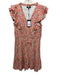 Paige Size 10 Orange, Pink, Blue Rayon & Nylon Ruffle Cap Sleeve V Neck Dress Orange, Pink, Blue / 10