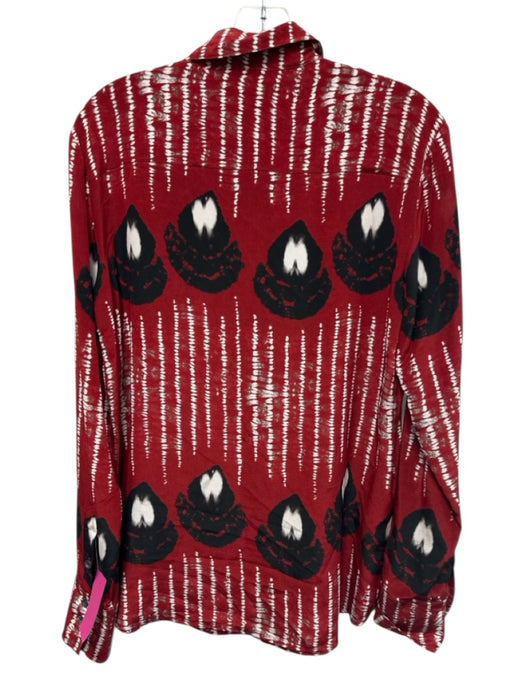 Altuzarra Size 38 Red, Black, White Silk Long Sleeve Abstract Print Blouse Top Red, Black, White / 38
