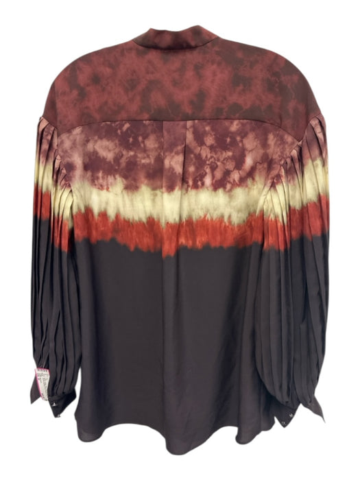Altuzarra Size 34 Brown, Beige, Red Polyester Long Sleeve Abstract Print Top Brown, Beige, Red / 34