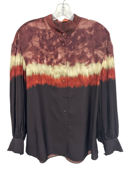 Altuzarra Size 34 Brown, Beige, Red Polyester Long Sleeve Abstract Print Top Brown, Beige, Red / 34