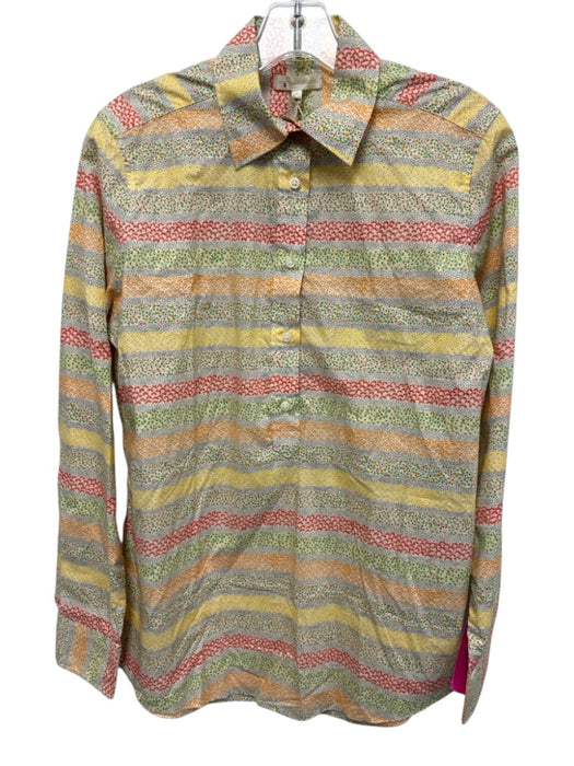 Ann Mashburn Size M Yellow, Orange, Red Cotton Long Sleeve Floral Print Top Yellow, Orange, Red / M