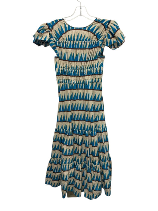 Hope for Flowers by Tracy Reese Size XS Blue, Green, Brown Cotton V Neck Dress Blue, Green, Brown / XS