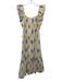 Mer St. Barth Size M Blue, Yellow, Red Ruffle Cap Sleeve Ikat Square Neck Dress Blue, Yellow, Red / M