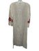Asha Size S Cream, Red, Pink Linen Embroidered Flowers Split Hem Kaftan Dress Cream, Red, Pink / S