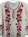 Asha Size S Cream, Red, Pink Linen Embroidered Flowers Split Hem Kaftan Dress Cream, Red, Pink / S