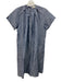 Ann Mashburn Size S Blue Viscose Blend Ruff Collar Button Back Pleat Midi Dress Blue / S