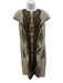 Akris Size 8 Grey & Green Wool & Silk Short Sleeve Abstract Midi Dress Grey & Green / 8