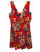 Carolina Herrera Size 10 Red & Multi Cotton Blend Pixel Pattern Floral Dress Red & Multi / 10
