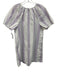 J. Crew Size S White & Purple Cotton Striped Short Puff Sleeve Dress White & Purple / S