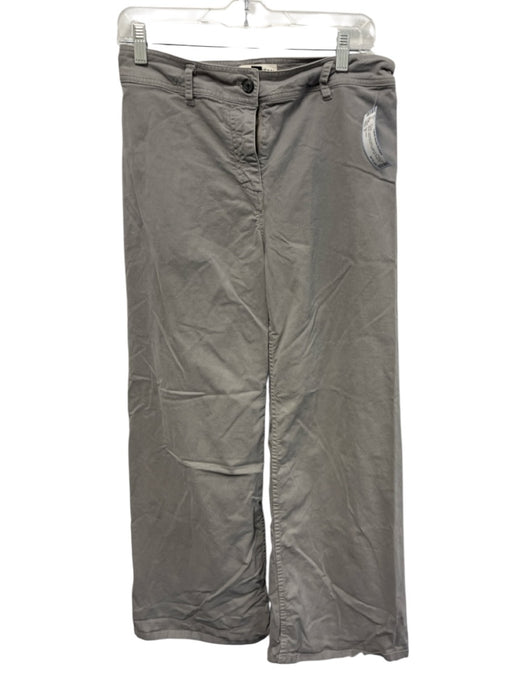 Nili Lotan Size 6 Light Gray Cotton Blend Back Pocket Wide Leg Straight Pants Light Gray / 6
