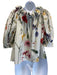 Oscar de la Renta Size 6 Cream Beige & Multi Cotton Blend Floral Gathered Top Cream Beige & Multi / 6