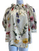Oscar de la Renta Size 6 Cream Beige & Multi Cotton Blend Floral Gathered Top Cream Beige & Multi / 6