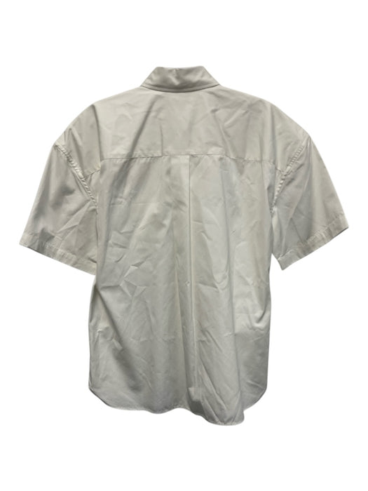 Ann Mashburn Size S Cream White Cotton Short Sleeve Button Up Collared Shirt Top Cream White / S