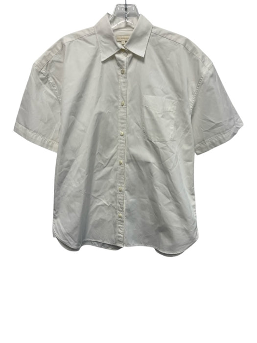 Ann Mashburn Size S Cream White Cotton Short Sleeve Button Up Collared Shirt Top Cream White / S